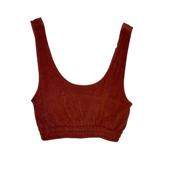 Roxy Cropped Sleeveless Top Women S Rust Terry Cloth Summer Casual‎ NWT - Picture 1 of 6